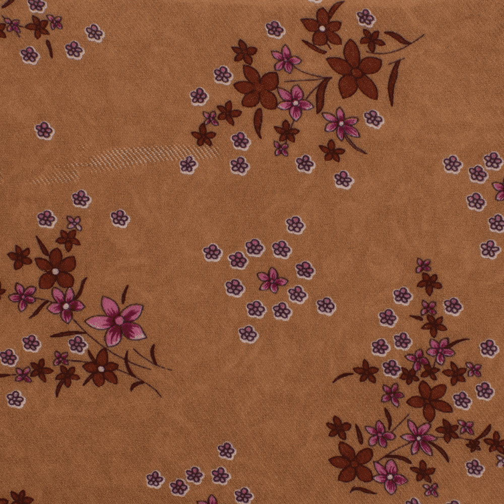 Woven interlining fusible print classic pattern floral brown sand color fashion 