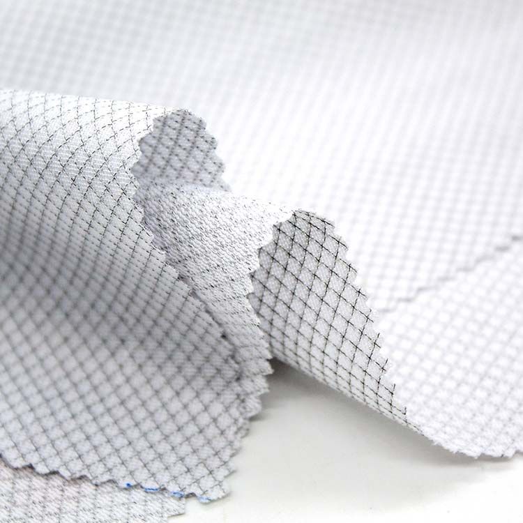 Anti static white grey diamond pattern interweave conductive fabric for overcoat