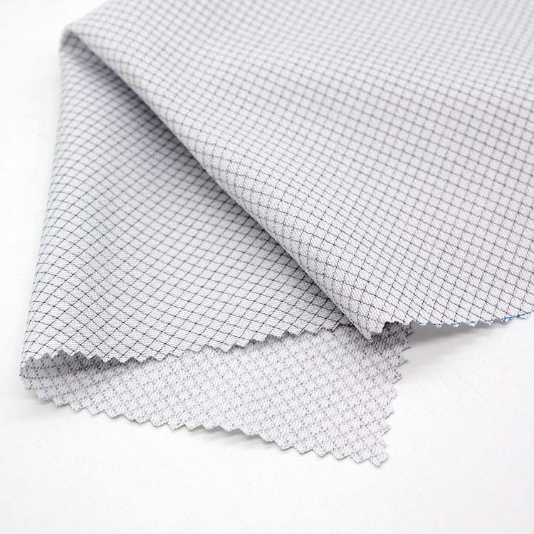 Anti static white grey diamond pattern interweave conductive fabric for overcoat