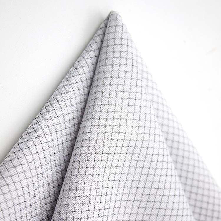 Anti static white grey diamond pattern interweave conductive fabric for overcoat