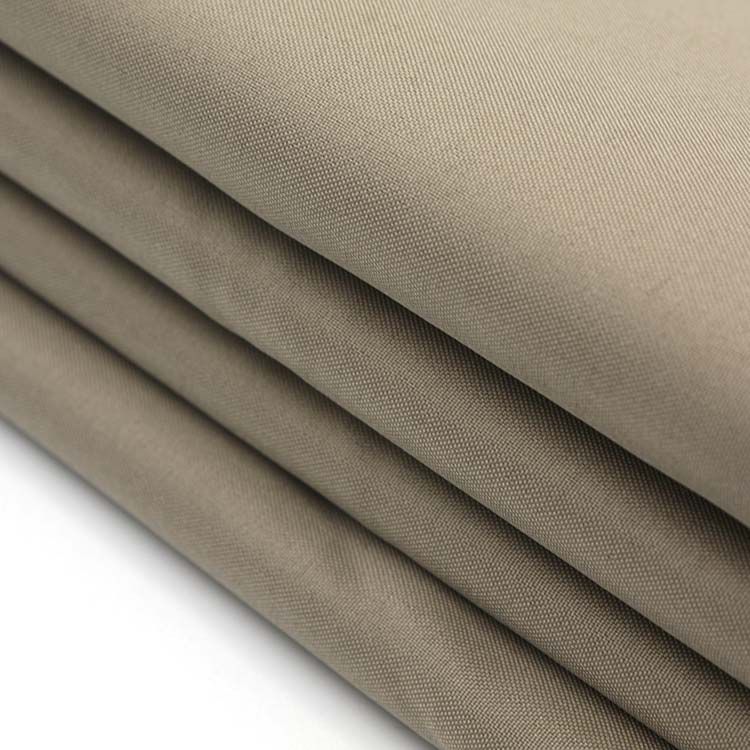 210T solid khaki recycled pongee fabric for suit coat down jacket