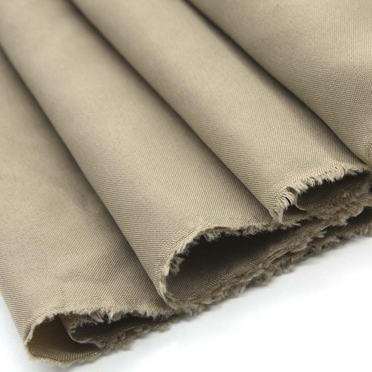 210T solid khaki recycled pongee fabric for suit coat down jacket